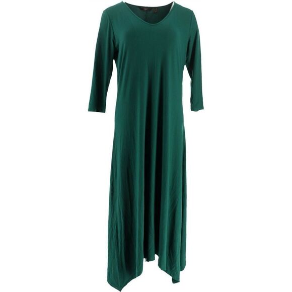 G.I.L.I. Peached 3/4  Sleeves Knit V-Neck Dress - Picture 3 of 7